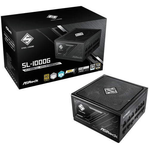 Захранване Asrock SL-1000G, 1000W, 80 Plus GOLD, Fully Modular PSU, 135 mm Axial Fan, ATX 3.1 Захранване Asrock SL-1000G, 1000W, 80 Plus GOLD, Fully Modular PSU, 135 mm Axial Fan, ATX 3.1