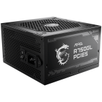 MSI MAG A750GL PCIE5, 750W, 80 Plus Gold, ATX Form Factor, 100~240 Vac Input Voltage, 47Hz ~ 63Hz Input Frequency, 120 mm Fan, 140 x 150 x 86mm, Active PFC, OCP, OVP, OPP, OTP, SCP, UVP, ATX, 2xEPS, 4XPCi-E, 8xSATA, 4xMOLEX, 1xFDD