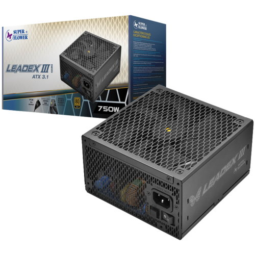 Super Flower Leadex III Gold 750W ATX 3.1 80 Plus Gold, Fully Modular, Flat Black Cables, 140mm Fan, 7 Year Warranty Super Flower Leadex III Gold 750W ATX 3.1 80 Plus Gold, Fully Modular, Flat Black Cables, 140mm Fan, 7 Year Warranty