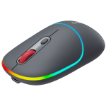CANYON MW-22, 2 in 1 Wireless optical mouse with 4 buttons, DPI 800/1200/1600, 2 mode(BT/ 2.4GHz), 650mAh Li-poly battery, RGB backlight, Dark grey, cable length 0.8m, 110*62*34.2mm, 0.085kg