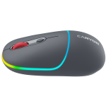 CANYON MW-22, 2 in 1 Wireless optical mouse with 4 buttons, DPI 800/1200/1600, 2 mode(BT/ 2.4GHz), 650mAh Li-poly battery, RGB backlight, Dark grey, cable length 0.8m, 110*62*34.2mm, 0.085kg