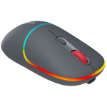CANYON MW-22, 2 in 1 Wireless optical mouse with 4 buttons, DPI 800/1200/1600, 2 mode(BT/ 2.4GHz), 650mAh Li-poly battery, RGB backlight, Dark grey, cable length 0.8m, 110*62*34.2mm, 0.085kg