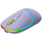 CANYON MW-22, 2 in 1 Wireless optical mouse with 4 buttons, DPI 800/1200/1600, 2 mode(BT/ 2.4GHz), 650mAh Li-poly battery, RGB backlight, Mountain lavender, cable length 0.8m, 110*62*34.2mm, 0.085kg