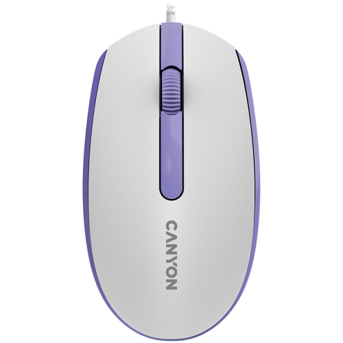 Мишка Canyon Wired optical mouse with 3 buttons, DPI 1000, with 1.5M USB cable,White lavender, CNE-CMS10WL Мишка Canyon Wired optical mouse with 3 buttons, DPI 1000, with 1.5M USB cable,White lavender, CNE-CMS10WL