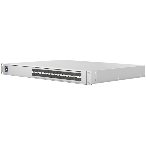 UBIQUITI Hi-Capacity Aggregation; (28) 10G SFP+ ports; (4) 25G SFP28 ports; DC power backup-ready; Layer 3 switching. UBIQUITI Hi-Capacity Aggregation; (28) 10G SFP+ ports; (4) 25G SFP28 ports; DC power backup-ready; Layer 3 switching.