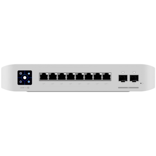 Ubiquiti USW-Pro-8-PoE-EU An 8-port, Layer 3 switch with PoE+ and PoE++ output. Can power devices with up to 120W, with a power consumption of 30W (Excluding PoE output)