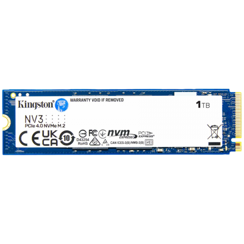 Твърд диск SSD Kingston 1TB NV3 M.2 2280 PCIe 4.0 NVMe Read: 6,000/ Write: 4,000MB/s