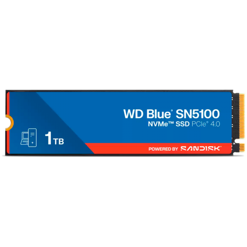 Твърд диск SSD WD Blue SN5100 1TB M.2 2280 PCIe Gen4 x4 NVMe QLC 3D, Read/Write: 7100/6700 MBps, WDS100T5B0E-00CPE0