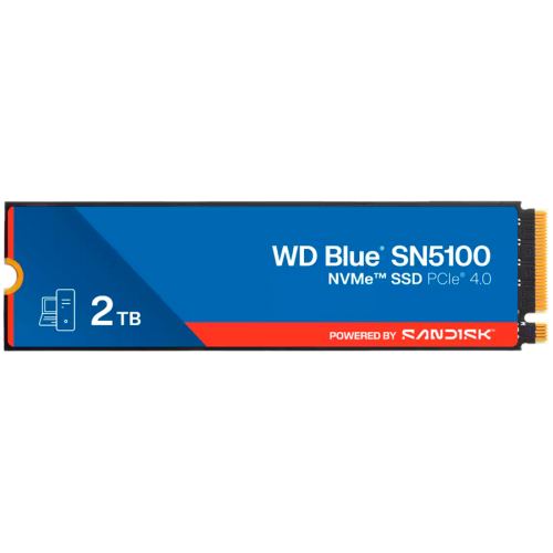 Твърд диск SSD WD Blue SN5100 2TB M.2 2280 PCIe Gen4 x4 NVMe QLC 3D, Read/Write: 7100/6700 MBps, WDS200T5B0E-00CPE0