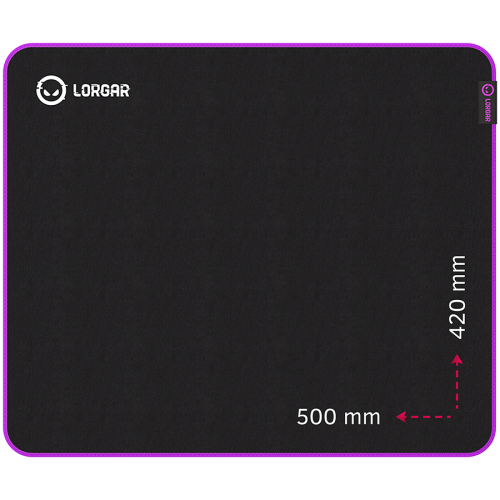 Подложка за мишка Lorgar Main 315, Gaming mouse pad, High-speed surface, Purple anti-slip rubber base, size: 500mm x 420mm x 3mm, weight 0.39kg