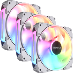 Комплект вентилатори Cougar fan APOLAR 120 ARGB White (3 fan package), Fan Speed 600-2200 RPM±200RPM, Air Pressure 2.59 mm H2O±10%, HDB Hydro Dynamic Bearing
