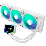 Водно охлаждане Asrock Challenger White 360 Digital, AiO liquid cooler, ARGB, Digital display, 360 mm radiator, 90-ACLA36-WAAGA6, White