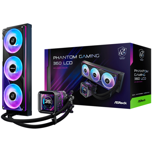Водно охлаждане Asrock PHANTOM GAMING 360 LCD, AiO liquid cooler, ARGB, IPS LCD, 360 mm radiator, 90-APGA36-BAAGA5 Водно охлаждане Asrock PHANTOM GAMING 360 LCD, AiO liquid cooler, ARGB, IPS LCD, 360 mm radiator, 90-APGA36-BAAGA5