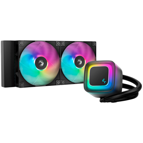 Охладител DeepCool LE240 V2, 240mm CPU Liquid Cooler, 2x120mm PWM ARGB Fans, ARGB block, Black