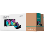 Охладител DeepCool LE240 V2, 240mm CPU Liquid Cooler, 2x120mm PWM ARGB Fans, ARGB block, Black