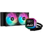Охладител DeepCool LP240, 240mm CPU Liquid Cooler, 2x120mm ARGB PWM Fans, Dot-matrix Screen, Anti-Leak Technology, Black