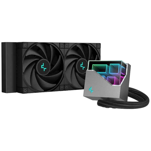 Охладител DeepCool LT520, 240mm CPU Liquid Cooler, 2x120mm FK120 PWM FDB Fans, ARGB Multidimensional Infinity Mirror Top Cap, Black Охладител DeepCool LT520, 240mm CPU Liquid Cooler, 2x120mm FK120 PWM FDB Fans, ARGB Multidimensional Infinity Mirror Top Cap, Black