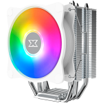 Windpower 964 RGB Arctic EN47604, White Top Fin, 92mm White RGB PWM Fan, Single Rainbow LED Mode, Reinforced Plastic Backplate