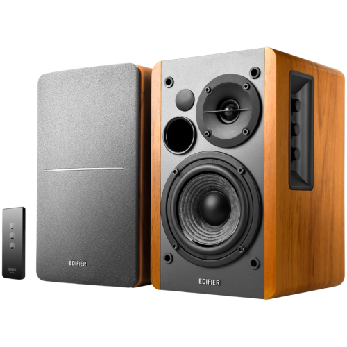 Тонколони Edifier R1280T 2.0 Bookshelf Speakers, RCA, 0.5-inch Tweeters, 4-inch Drivers, 42W (RMS), Control Knobs and Remote Control, Brown