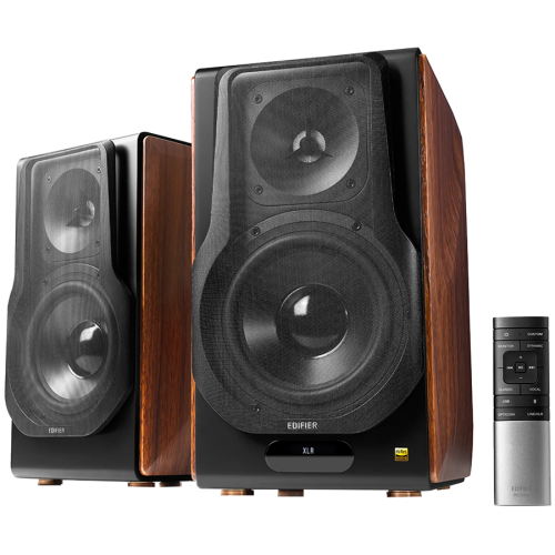 Edifier S3000MKII Active Bookshelf Speakers (2.0), Bluetooth V5.0, Balanced XLR, Optical, Coaxial, USB and Line inputs, Planar magnetic tweeters aluminum diaphragm bass drivers, 256W (RMS), Control knobs, Remote, Brown Edifier S3000MKII Active Bookshelf Speakers (2.0), Bluetooth V5.0, Balanced XLR, Optical, Coaxial, USB and Line inputs, Planar magnetic tweeters aluminum diaphragm bass drivers, 256W (RMS), Control knobs, Remote, Brown