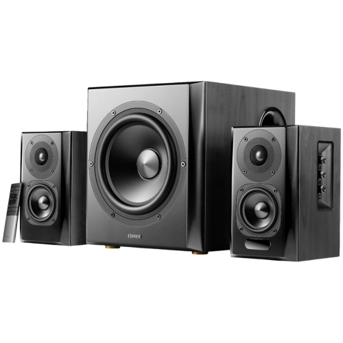 Тонколони Edifier S351DB 2.1 Audio System, BT V5.1, Optical, Coaxial, RCA, 8-inch Subwoofer, 3.5-inch Drivers, 0.75-inch Tweeters, 150W (RMS), Control Knobs and Remote Control, Black