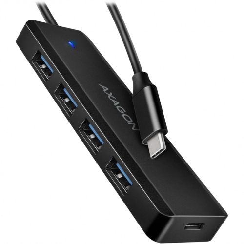 Хъб AXAGON HUE-C1C 4x USB3.2 Gen 1 Travel hub, USB-C power IN, w. 20cm Type-C cable Хъб AXAGON HUE-C1C 4x USB3.2 Gen 1 Travel hub, USB-C power IN, w. 20cm Type-C cable