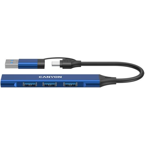 Хъб CANYON DS-02 4in1 USB-A/C Blue