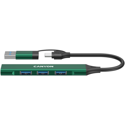 Хъб CANYON DS-02 4in1 USB-A/C Green Хъб CANYON DS-02 4in1 USB-A/C Green