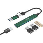 Хъб CANYON DS-02 4in1 USB-A/C Green Хъб CANYON DS-02 4in1 USB-A/C Green