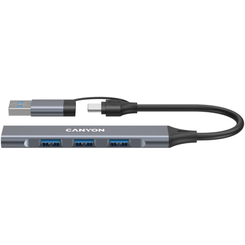 Хъб CANYON hub DS-02 4in1 USB-A/C Grey Хъб CANYON hub DS-02 4in1 USB-A/C Grey