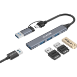 Хъб CANYON hub DS-02 4in1 USB-A/C Grey Хъб CANYON hub DS-02 4in1 USB-A/C Grey