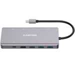 Хъб USB Type-C CANYON DS-12 13in1 4k Тъмно Сив, CNS-TDS12