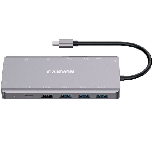 Хъб USB Type-C CANYON DS-12 13in1 4k Тъмно Сив, CNS-TDS12 Хъб USB Type-C CANYON DS-12 13in1 4k Тъмно Сив, CNS-TDS12
