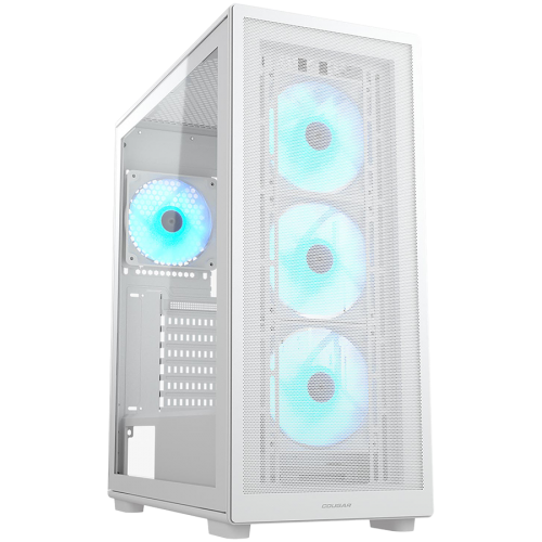 Кутия COUGAR | MX220 RGB White | PC Case | Mid Tower / Mesh Front Panel / 4 x 120mm ARGB Fans / Transparent Left Panel