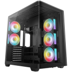 DeepCool CG590U 5F, Mid Tower, Mini-ITX/Micro-ATX/ATX, Rear Connector support, 2xUSB3.0, 1xType-C Gen 2, 1xAudio, 3x120mm ARGB Reverse Fan, 2x120mm ARGB Fans, Tempered Curved Glass, Mesh Panel, Black, 2Y, R-CG590U-BKAGA5-G