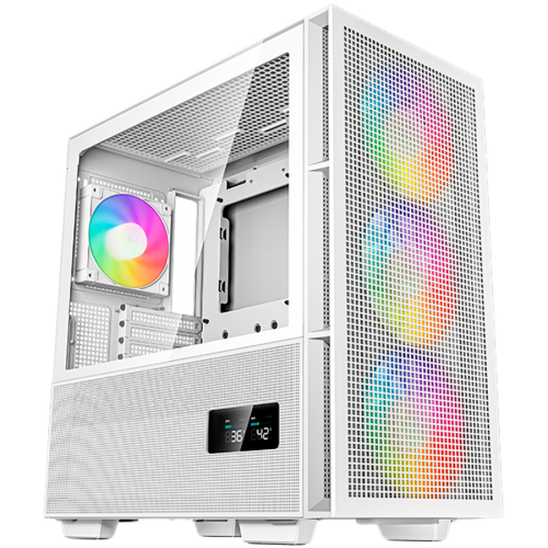 DeepCool CH560 Digital WH, Mid Tower, Mini-ITX/Micro-ATX/ATX/E-ATX, 1xUSB3.0, 1xType-C, 1xAudio, 3x140mm+1x120mm Pre-Installed ARGB Fans, Tempered Glass, Mesh Panels, Dual-Status Digital Display, GPU Support Arm, White, R-CH560-WHAPE4D-G-1 DeepCool CH560 Digital WH, Mid Tower, Mini-ITX/Micro-ATX/ATX/E-ATX, 1xUSB3.0, 1xType-C, 1xAudio, 3x140mm+1x120mm Pre-Installed ARGB Fans, Tempered Glass, Mesh Panels, Dual-Status Digital Display, GPU Support Arm, White, R-CH560-WHAPE4D-G-1