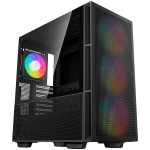 Кутия DeepCool CH560, Mid Tower, Mini-ITX/Micro-ATX/ATX/E-ATX, 1xUSB3.0, 1xType-C, 1xAudio, 3x140mm + 1x120mm Pre-Installed ARGB Fans, Hybrid Tempered Glass And Mesh Side Panel, GPU Support Arm, Mesh Front Panel, Black