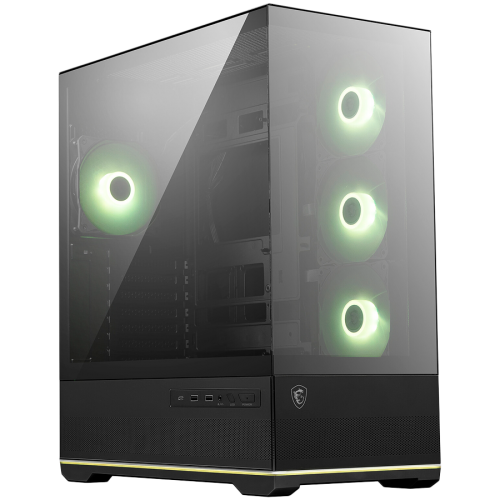 MSI MAG PANO 110R PZ, Mid-Tower, ATX/M-ATX/ITX, 2x USB 3.2, 1x USB Type-C 20Gbs, 1x Audio/Mic, LED Button, ARGB Hub, 4x 120mm ARGB Fans, ARGB Fan Hub, Mesh Panel, Tempered Glass, Black MSI MAG PANO 110R PZ, Mid-Tower, ATX/M-ATX/ITX, 2x USB 3.2, 1x USB Type-C 20Gbs, 1x Audio/Mic, LED Button, ARGB Hub, 4x 120mm ARGB Fans, ARGB Fan Hub, Mesh Panel, Tempered Glass, Black