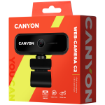 Уеб камера CANYON C2, 720P HD 1.0Mega fixed focus webcam with USB2.0. connector, 360° rotary view scope, 1.0Mega pixels, built in MIC, Resolution, Black