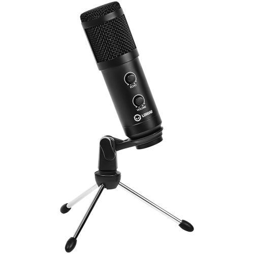 LORGAR Soner 313, Gaming Microphone, USB condenser microphone with Volume Knob & Echo Knob, Frequency Response: 80 Hz—17 kHz, including 1x Microphone, 1 x 2.5M USB Cable, 1 x Tripod Stand, dimensions: Ø47.4*158.2*48.1mm, weight: 243.0g, Black
