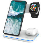 Стойка за безжично зареждане CANYON wireless charger WS-303 15W 3in1 White