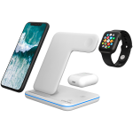 Стойка за безжично зареждане CANYON wireless charger WS-303 15W 3in1 White