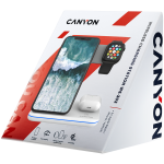 Стойка за безжично зареждане CANYON wireless charger WS-303 15W 3in1 White