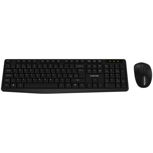 Комплект клавиатура и мишка CANYON SET-W01 EN/BG Keyboard+Mouse Wireless Black