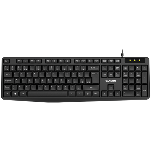 CANYON Wired Keyboard, 104 keys, USB2.0, Black, cable length 1.5m, 443*145*24mm, 0.37kg, Bulgarian