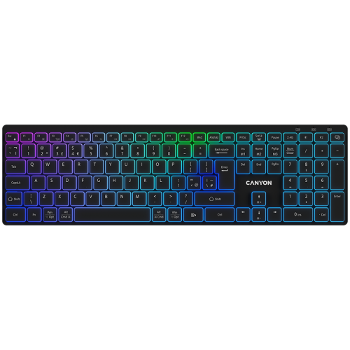 CANYON keyboard HKB-W11 UK/US RGB Dual Mode Wireless Black CANYON keyboard HKB-W11 UK/US RGB Dual Mode Wireless Black