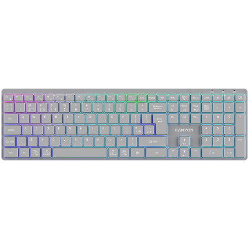 CANYON keyboard HKB-W11 UK/US RGB Dual Mode Wireless Grey CANYON keyboard HKB-W11 UK/US RGB Dual Mode Wireless Grey