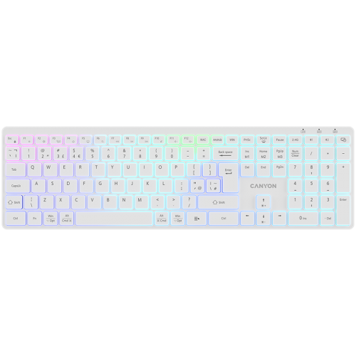CANYON keyboard HKB-W11 UK/US RGB Dual Mode Wireless White CANYON keyboard HKB-W11 UK/US RGB Dual Mode Wireless White