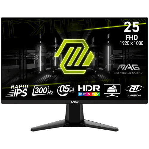 Монитор MSI MAG 255XF Gaming Monitor, 24.5" 300Hz, FHD (1920x1080), AMD FreeSync Premium, HDR Ready, Tilt, 1x DP, 2x HDMI