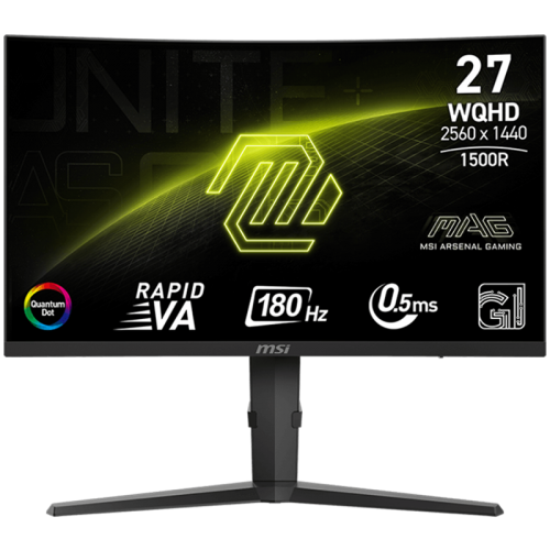 MSI MAG 275CQRF QD E2 Gaming Monitor, 27" 180Hz, WQHD (2560x1440) 16:9, Rapid VA, Anti-glare, Quantum Dot, 0.5ms, 300nits, 5000:1, 178/178, 1500R Curve, AMD FreeSync, HDR Ready, Adjustable Stand, 1x DP, 2x HDMI, 1x Type-C, USB Hub, 3Y Warranty MSI MAG 275CQRF QD E2 Gaming Monitor, 27" 180Hz, WQHD (2560x1440) 16:9, Rapid VA, Anti-glare, Quantum Dot, 0.5ms, 300nits, 5000:1, 178/178, 1500R Curve, AMD FreeSync, HDR Ready, Adjustable Stand, 1x DP, 2x HDMI, 1x Type-C, USB Hub, 3Y Warranty